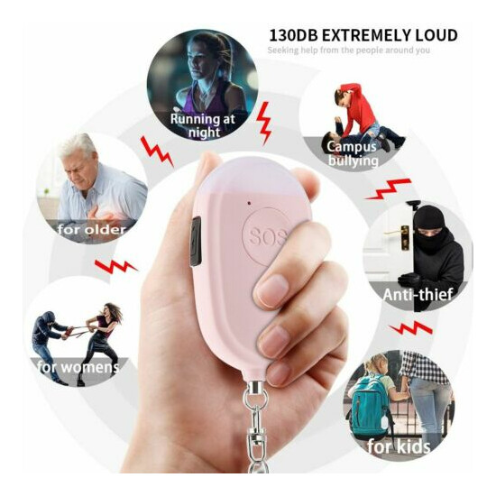 Womens Hot 130dB Safe Sound Personal Alarm Self Defense Keychain Emergency Siren image {3}