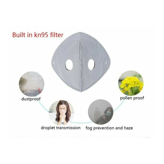 REUSABLE FACE MASK WITH BREATHING VALVES AND 5-LAYER REPLACEMENT FILTER image {2}