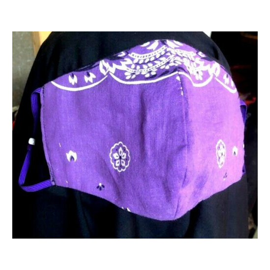***Purple Bandana*** REVERSIBLE Cotton Face mask (handmade) image {3}