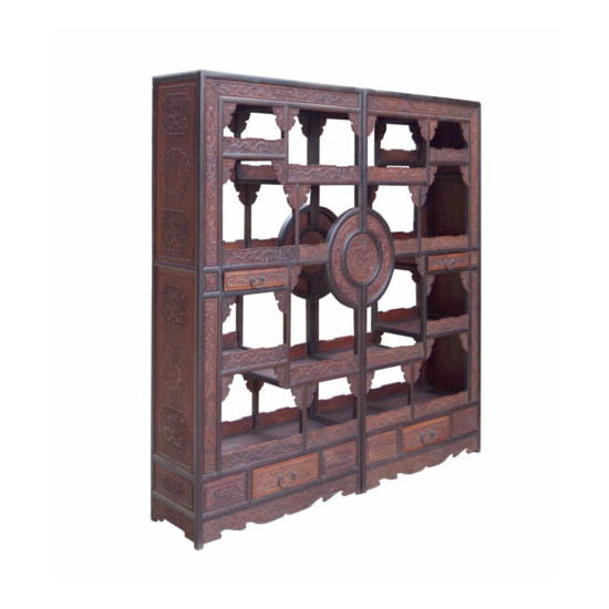 Chinese Pair Rosewood Display Curio Cabinet Room Divider cs1499 image {2}