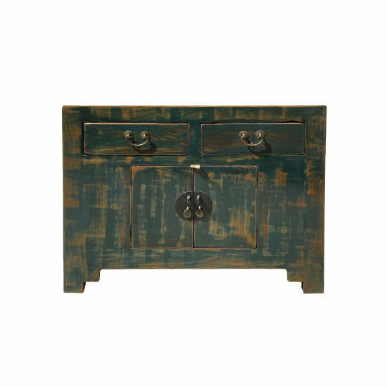 Oriental Distressed Teal Green Blue Credenza Sideboard Table Cabinet cs6147 image {1}