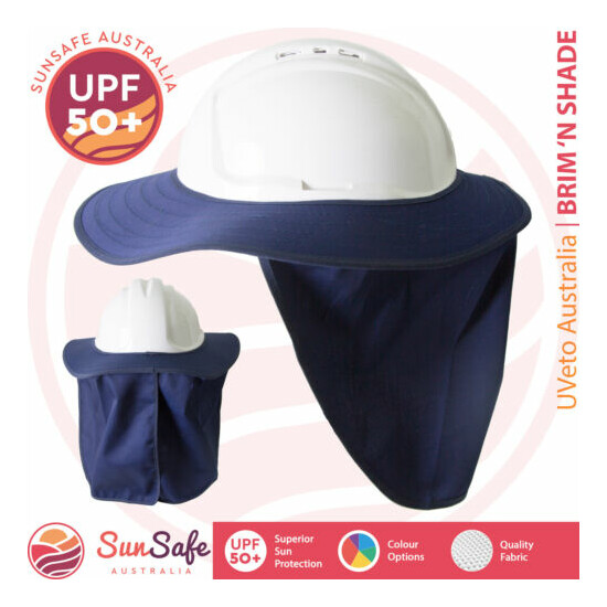 Hard Hat Helmet Brim with Flap Sun Shade UPF 50+ Brim 'N Shade UVeto Australia image {1}