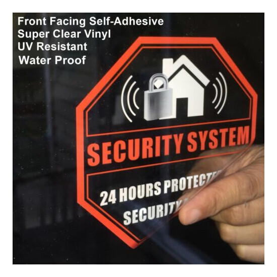 4 Home Business Security Burglar Alarm System Warning Clear Vinyl Sticker Decal image {2}