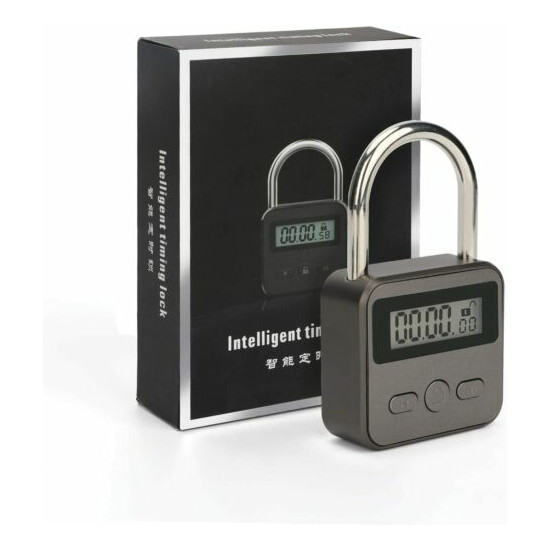 Smart Time Lock USB Rechargeable Security Padlock 99 Hours Max Timing Lock US image {2}