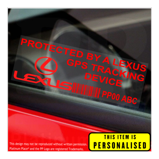 4 x Lexus PERSONALISED GPS Tracking Device-Security Stickers-Alarm-Tracker,Car image {4}