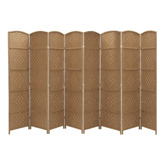 Extra Wide Panel Folding Room Divider Double Hinged Diamond Fiber Privacy Screen image {1}