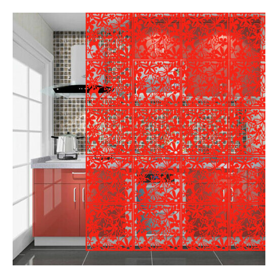 4Pc Red PVC Hanging Screen Room Divider Partition Panel Wall Home Art Decor 16'' image {3}