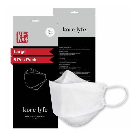 Face Covering - White Large - 10 PCS Reclosable Package - Made in Korea image {1}