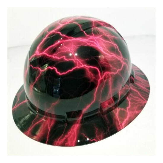 Hard Hat Full Brim Custom hydro dipped HOT PINK LIGHTNING BOLT NEW best price  image {3}