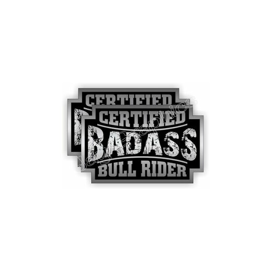 (2) Bad Ass BULL RIDER Rodeo Helmet Stickers | Decals Label Motorcycle Hard Hat image {1}