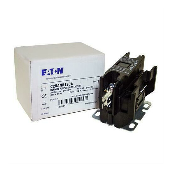 C25ANB130A Eaton / Cutler Hammer Contactor - 30 Amp / 1 Pole / 110/120V Coil image {1}
