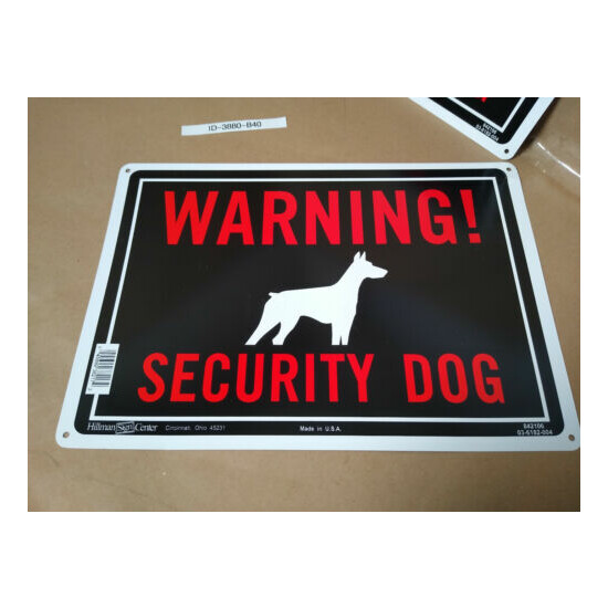 NEW "Warning! Security Dog" Sign Alum Sturdy Signs 10" x 14" Hillman SET OF TWO image {2}