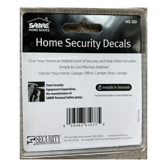 10 Sabre HS-SD Home Security Decals, Plastic, Red image {3}