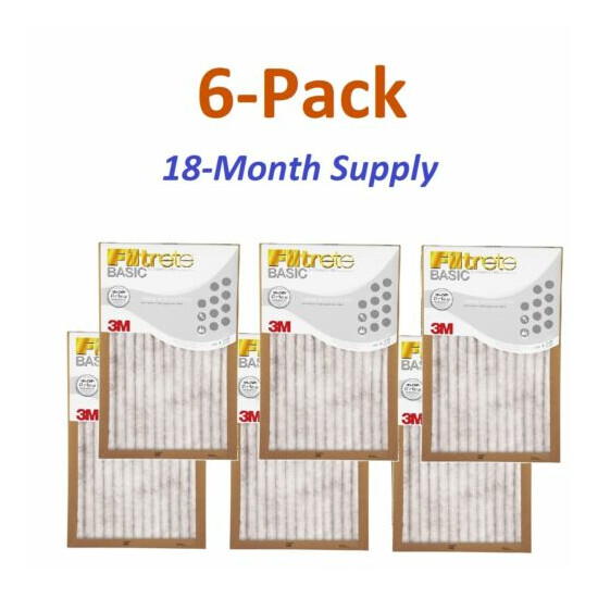 6-Pk (15 x 20 x 1) Filtrete-Basic 3M Air-Filter Replacement Pad Furnace Dust Lot image {1}