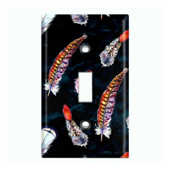 Metal Light Switch Cover Wall Plate Exotic Feather Pattern Party FTH002 image {4}