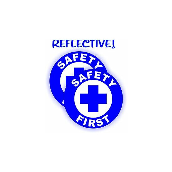 Pair - REFLECTIVE Safety First Hard Hat Decals | Construction Helmet Stickers image {1}