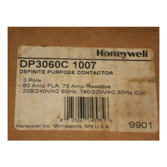 Honeywell 3 Pole Definite Purpose Contactor DP3060C1007 New In Box image {2}