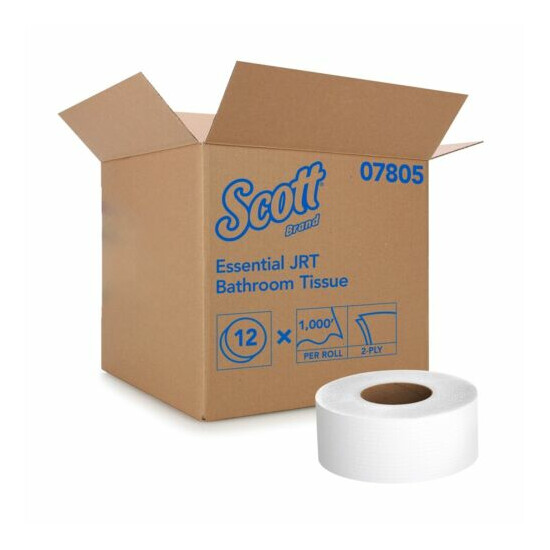 Scott Essential JRT 2-Ply Bathroom Toilet Tissue Paper Rolls White 12 Ct 07805 image {1}