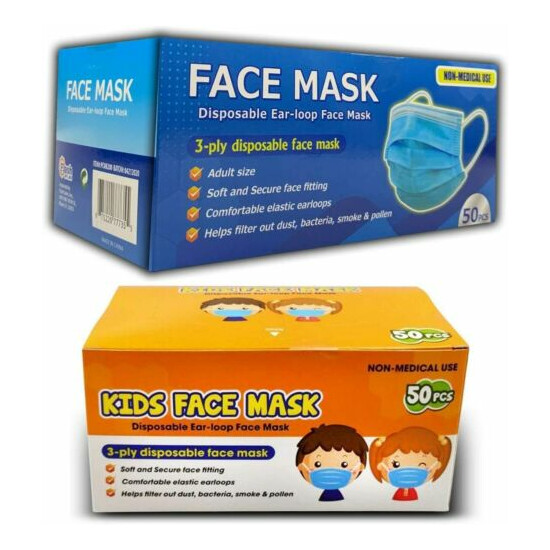 Personal Protective Mask - Protection Face Mask, Breathable - 50 Kids, 50 Adults image {1}