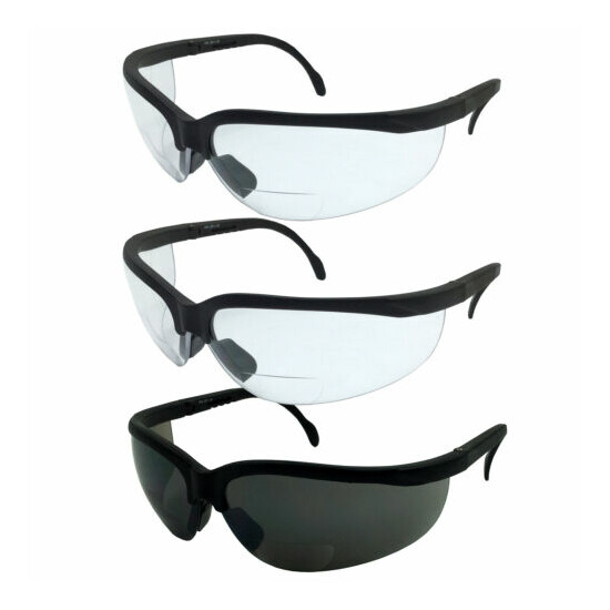 3 Pair Assorted Lot Bifocal Safety Reading Glasses Clear Lens ANSI Reader Sun image {13}