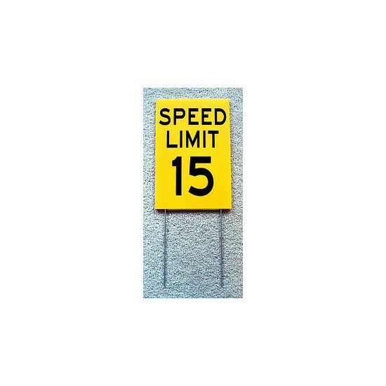 SPEED LIMIT 15 Sign with Stake 8"x12" Plastic Coroplast Neighborhood Safety image {1}