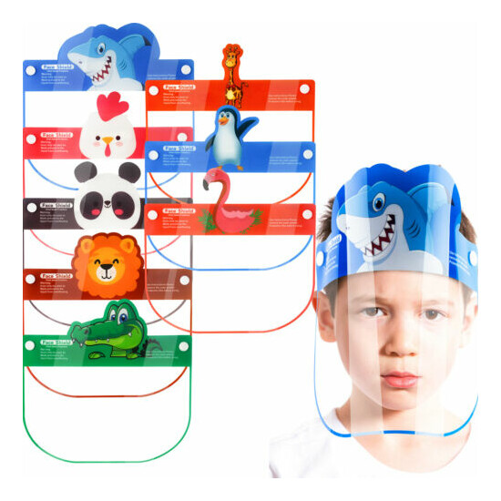 8PCS Kids' Protective Safety Face Shields Reusable Clear Covering Cartoon Animal image {1}