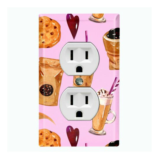 Metal Light Switch Cover Wall Plate For Kitchen Coffee Cookie Heart Shake COF116 image {2}