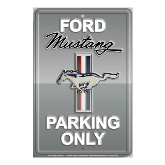 Reserved Mustang Parking Only Novelty sign 8x12 inches Iconic Silver background image {1}