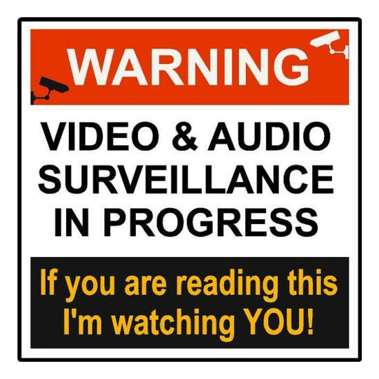 "WARNING VIDEO & AUDIO SURVEILLANCE" SIGN Peel & stick decal FOR WINDOW or Wall image {1}