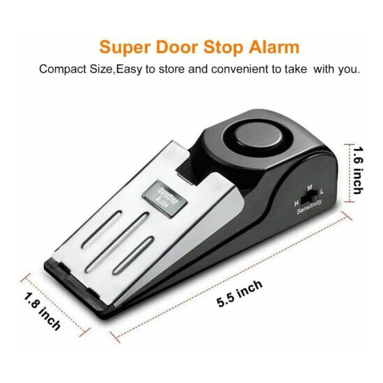 Dual Function Door Stop Alarm with 120DB Siren Door Stop for Home & Travel image {3}