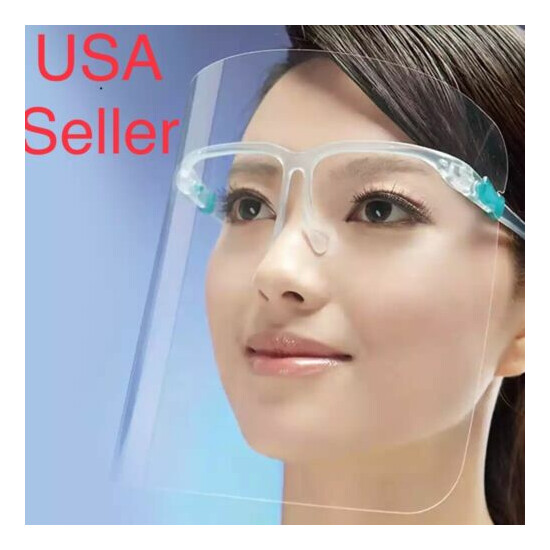 2 set Face Shield Full Cover Clear Glasses Face Protector Reusable Anti-fog  image {1}