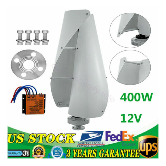 2 Ring Flange Vertical Helix Wind Power Turbine Generator Set W/ Controller US image {1}