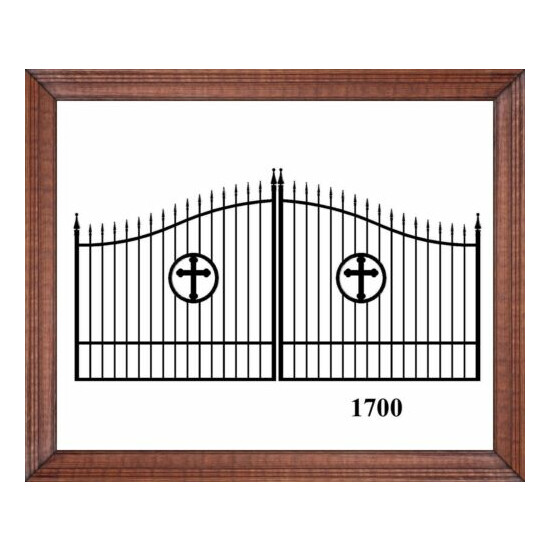 #1700* Wrought Iron Style Steel Metal Driveway Gate 12' Home Safety Security image {1}