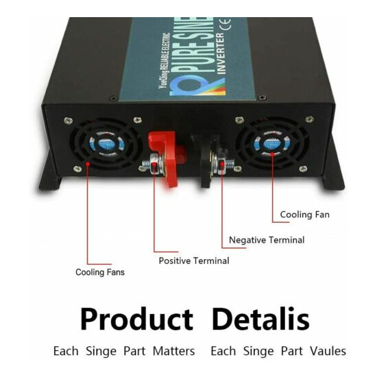 2000W Pure Sine Wave Power Inverter Off Grid 12V DC to 120V AC 60HZ Full Power image {3}