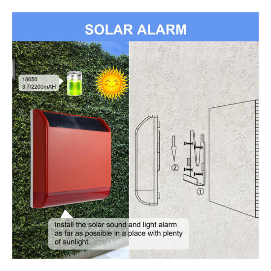 Wolf-Guard Outdoor Solar Siren Alarm Home Security System Motion Sensor Metal image {2}