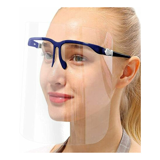 Shield Full Face Visor Glasses Blue Protection Mask PPE Transparent Pack Of 10 image {5}