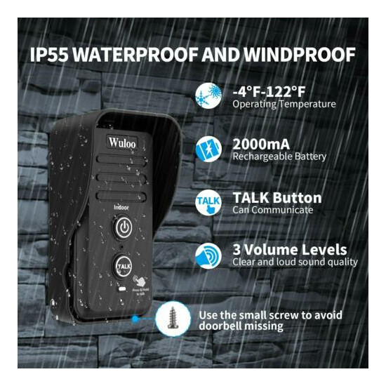 0.5 Mile Wireless Doorbell Intercom System Home Security Rechargeable Waterproof image {4}