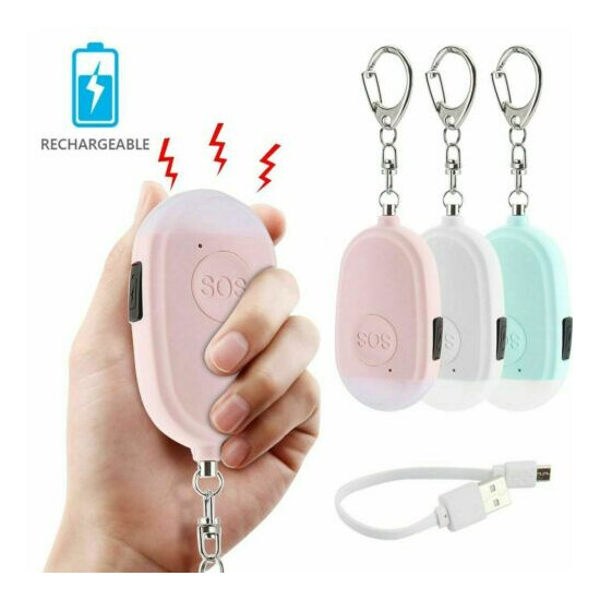 130DB Rechargeable Safe Sound Personal Alarm Personal Security Alarm Keychain image {1}