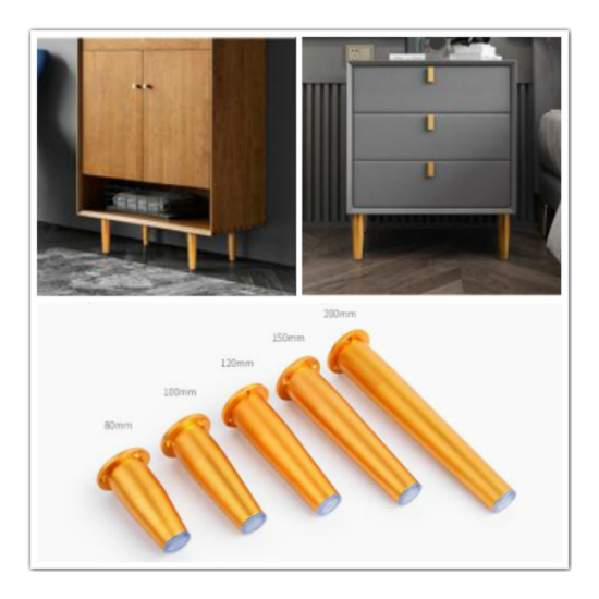 4 X Aluminum Alloy Furniture Legs Cabinet Table Bed Feet 8-20cm Adjustable Gold image {1}