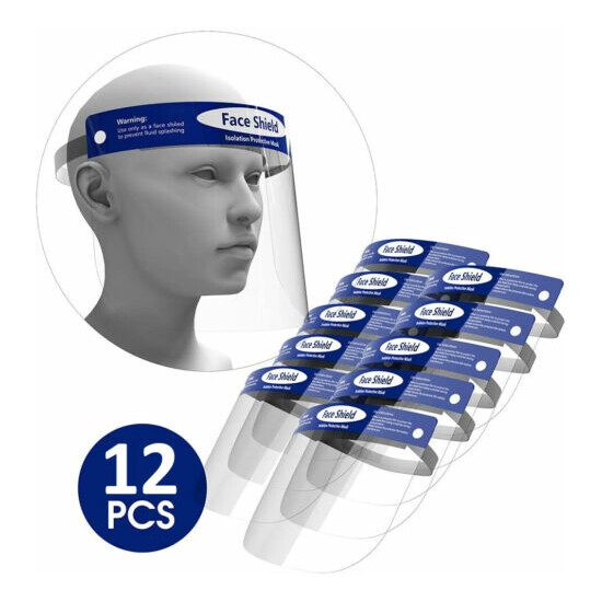 12-pcs Face Shield Screen Safety Protective Eye Splash Proof Full Head-Mounted Thumb {1}