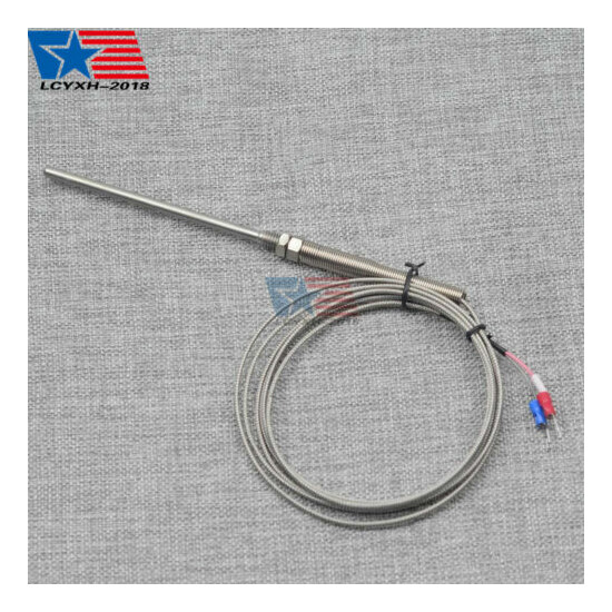 NEW K Type 5*100mm M8 Screw Thread probe thermocouple with 2m Cable USA image {1}