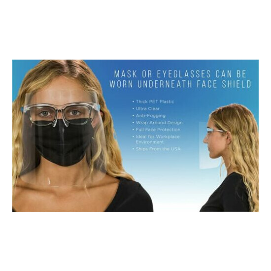 Safety Face Shields with Glasses Frames Ultra Clear Protective Mask Alternative image {9}