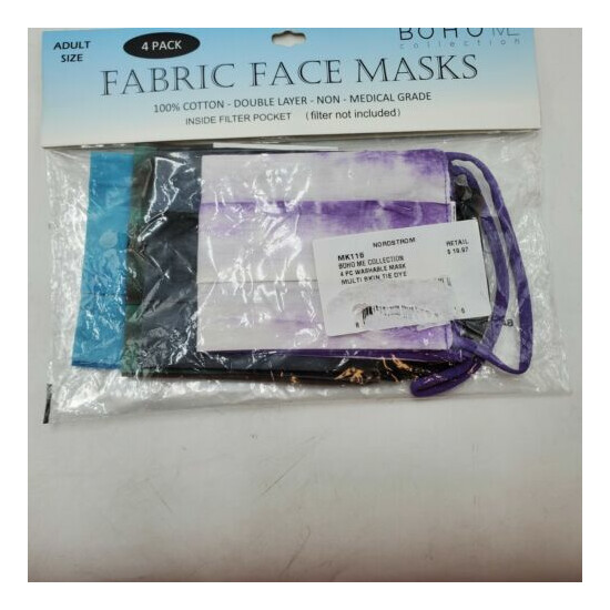 Boho Me Collection Adult Face Masks Multi Print and Tie Dye 4-PC Set (Lot of 2) image {8}