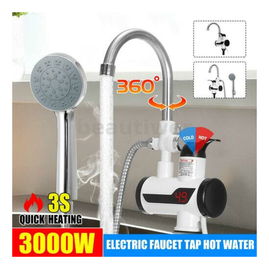 3000W Electric Instant Hot Tankless Water Heater Shower LED Display Kitchen  image {1}