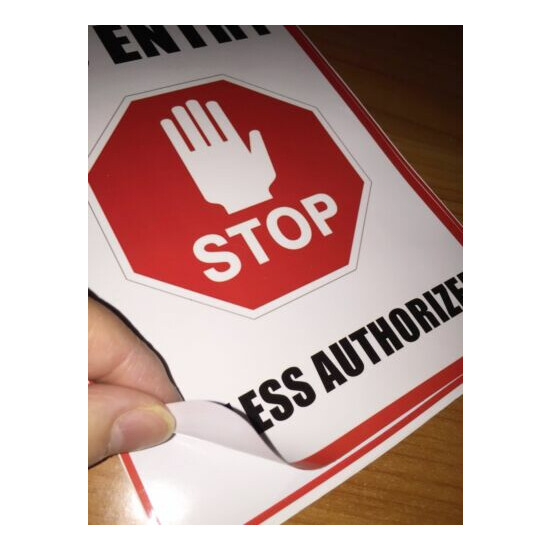 2 NO ENTRY UNLESS AUTHORIZED Window Door Wall Safety Warning Vinyl Sticker Decal image {2}