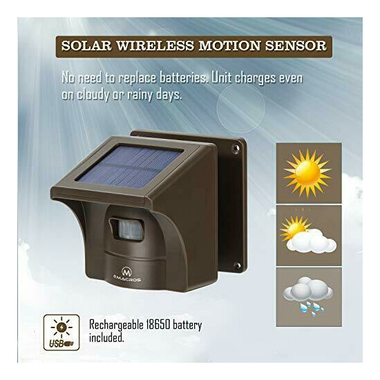 Solar Driveway Alarm System Wireless Long Range Outdoor Motion Sensor Detector image {4}