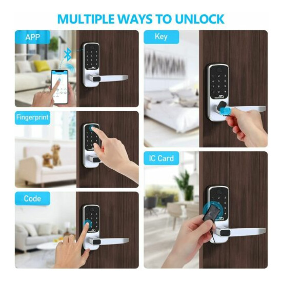 Biometric Fingerprint Padlock Code Lock Smart APP Bluetooth Lock Door Keyless US image {4}