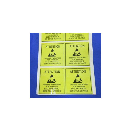 200pcs Yellow Caution Labels Antistat 1.89"*1.89" Anti-static Warning Stickers image {1}