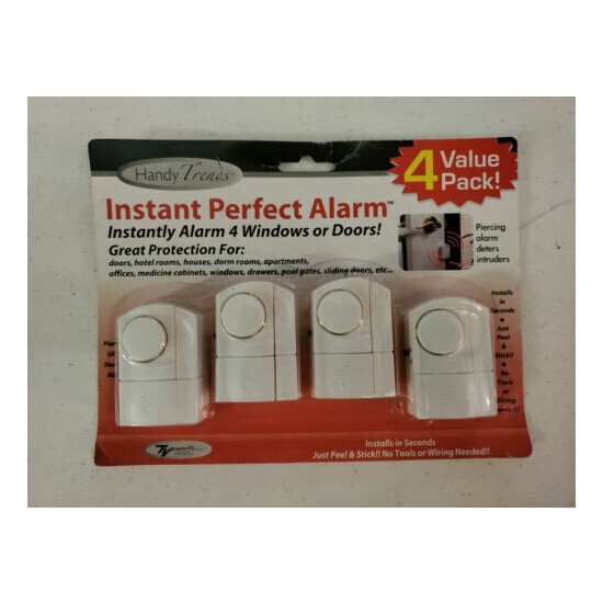Handy Trends Instant Perfect Alarm 4 pack for doors windows peel & stick 90 dB image {1}