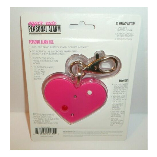 Super-Cute Personal Alarm by Blingsting Pink Heart Keychain Clip Valentine's Day image {2}